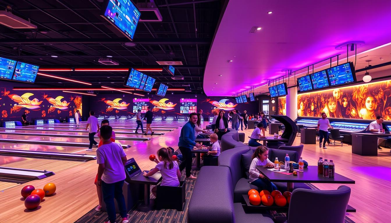 Family enjoying bowling together