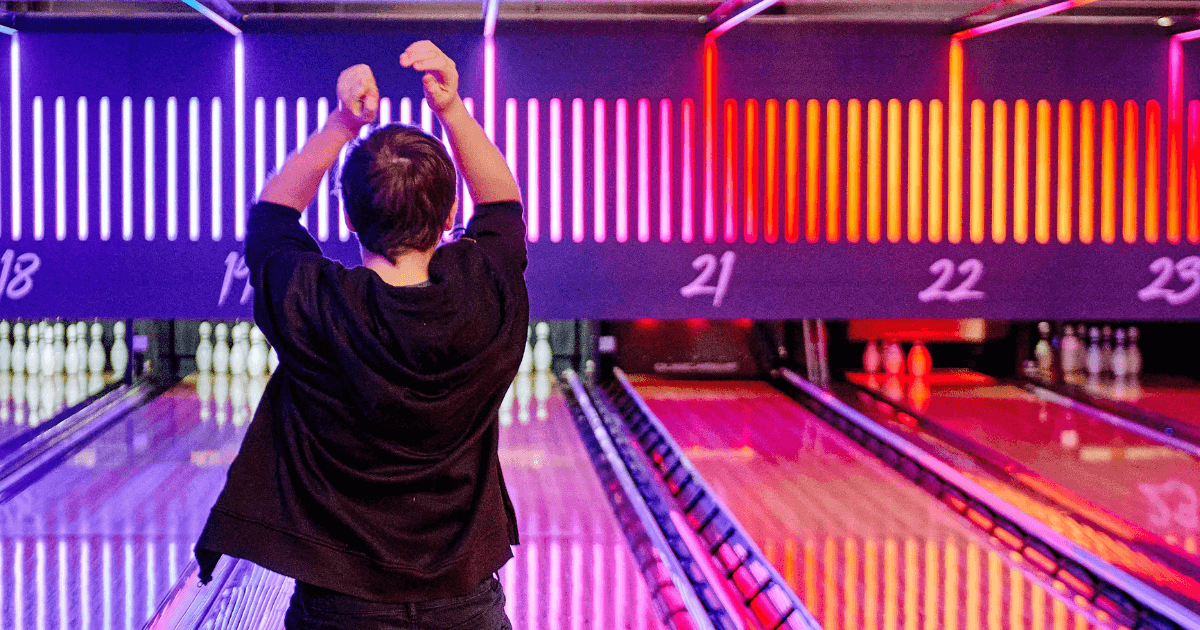 Bowling player celebrating a strike